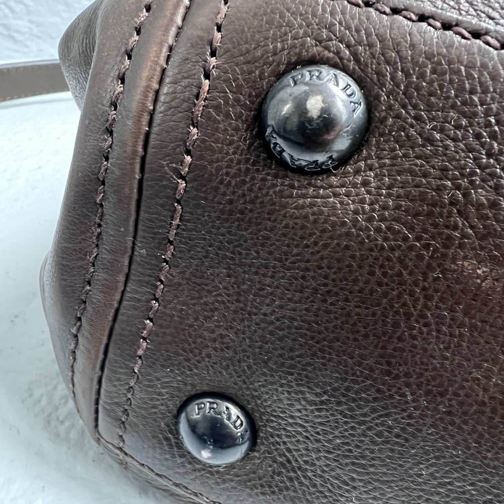 Prada Dark Brown Leather Crossbody Bag - calfskin - Picture 13 of 13